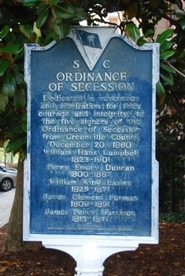 SC Ordinance of Secession Marker image. Click for full size.