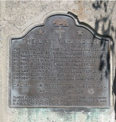 The Last Yahi Indian Marker Photo, Click for full size