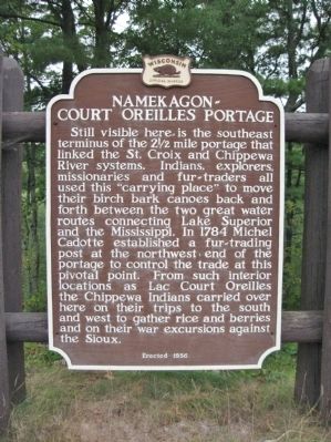 Namekagon - Court Oreilles Portage Marker image. Click for full size.