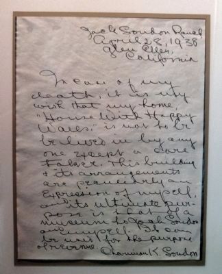 Note of April 28, 1938 by Charmian K. London , on Display in the Museum image. Click for full size.