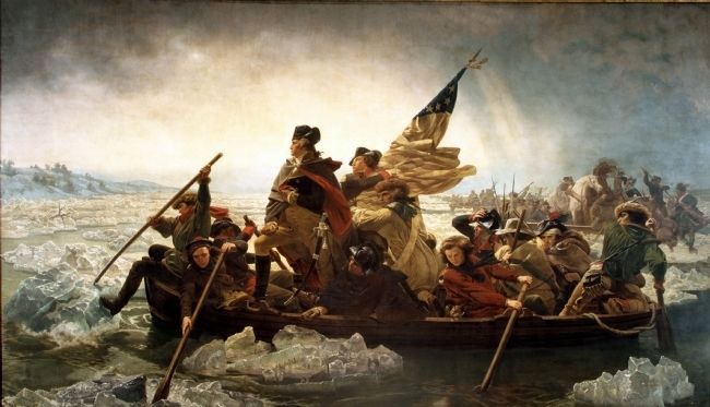 "Washington Crossing the Delaware" – Oil painting by Emanuel Leutze image. Click for full size.