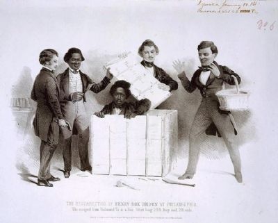 Henry Box Brown upon his deliverance from slavery. image. Click for full size.