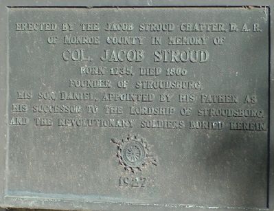 Col. Jacob Stroud Marker. Click for full size. Col. Jacob Stroud Marker image. Click for full size.