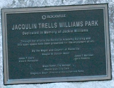 Jacqulin Trells Williams Memorial Plaque image. Click for full size.