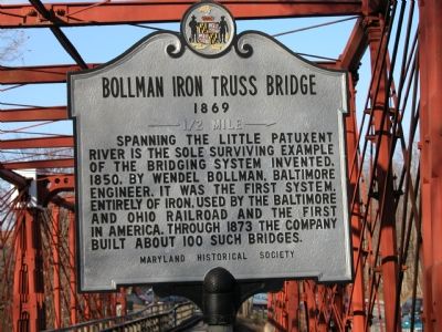 Bollman Iron Truss Bridge Marker. Click for full size. Bollman Iron Truss Bridge Marker image. Click for full size.