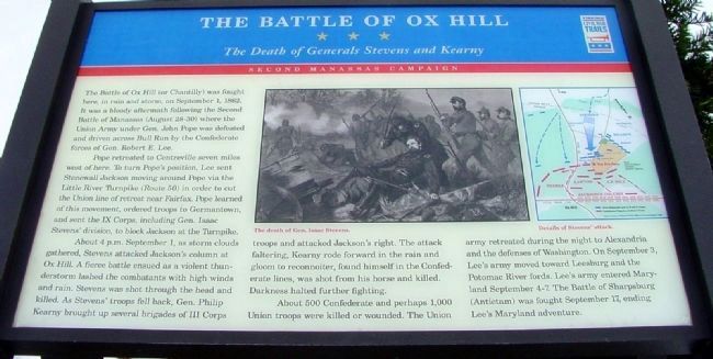 The Battle of Ox Hill Marker. Click for full size. The Battle of Ox Hill Marker image. Click for full size.