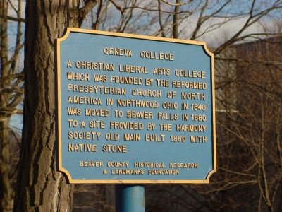 Geneva College Marker. Click for full size. Geneva College Marker image. Click for full size.