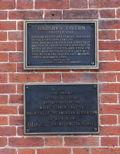 Gadsby's Tavern Marker. Click for full size. Gadsby's Tavern Marker image. Click for full size.