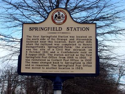 Springfield Station Marker. Click for full size. Springfield Station Marker image. Click for full size.