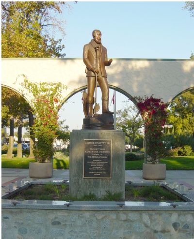 George Chaffey Jr. Statue and Plaque image. Click for full size.