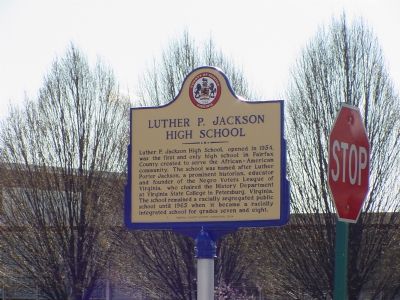 Luther P. Jackson High School Marker. Click for full size. Luther P. Jackson High School Marker image. Click for full size.