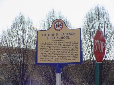 Luther P. Jackson High School Marker image. Click for full size.