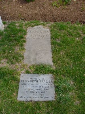 Elizabeth Frazier Gravestone. Click for full size. Elizabeth Frazier Gravestone image. Click for full size.