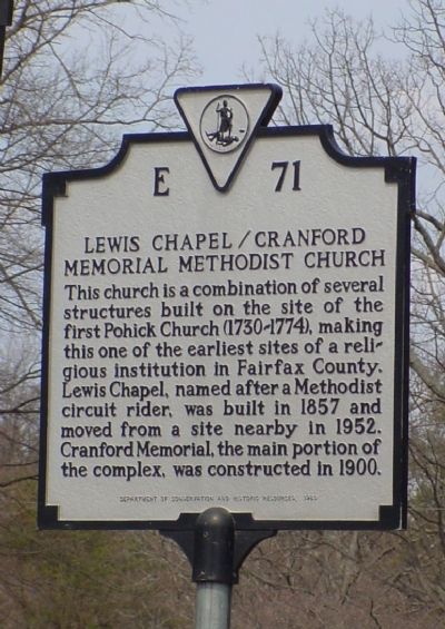 Lewis Chapel / Cranford Memorial Methodist Church Marker image. Click for full size.