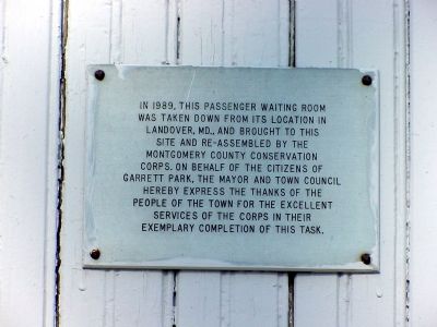 Garrett Park Waiting Room Marker. Click for full size. Garrett Park Waiting Room Marker image. Click for full size.