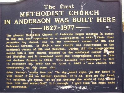 The First Methodist Church in Anderson was Built Here 1827 - 1977 Marker image. Click for full size.