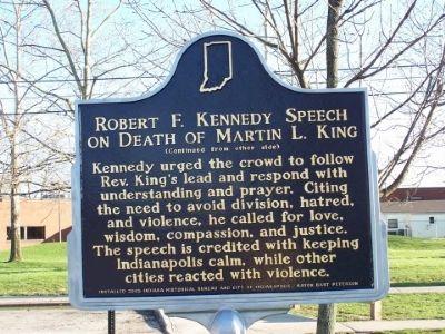 Side Two of Robert F. Kennedy on Death of Martin L. King Marker image. Click for more information.