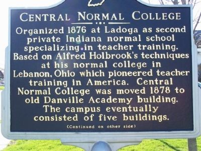 Side one of the Central Normal College Marker. image. Click for full size.