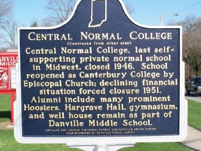 Side two of the Central Normal College Marker. image. Click for full size.