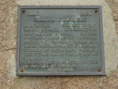Corona Founders Monument Plaque image. Click for full size.