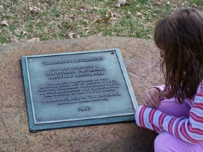 A plaque designating Tippecanoe Battlefield as a National Historic Landmark. image. Click for full size.