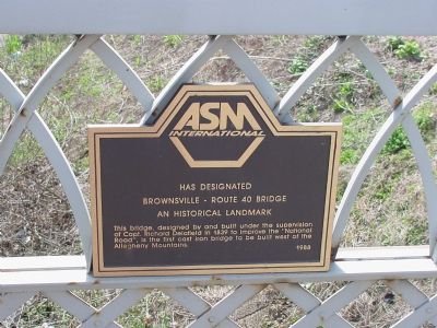 Brownsville - Route 40 Bridge Marker. Click for full size. Brownsville - Route 40 Bridge Marker image. Click for full size.
