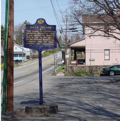 Hill's Tavern Marker, looking West image. Click for full size.