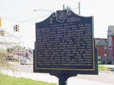 Zanesville Underground Railroad Marker, Side 2 image. Click for full size.
