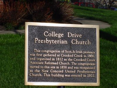 College Drive Presbyterian Church Marker. Click for full size. College Drive Presbyterian Church Marker image. Click for full size.