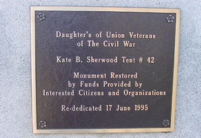 Brass Tablet Below Figure on East Face. Click for full size. Brass Tablet Below Figure on East Face image. Click for full size.