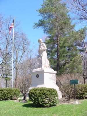 Marker is to the Left of the Madonna of the Trail Statue image. Click for full size.