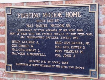 Fighting McCook Home Marker. Click for full size. Fighting McCook Home Marker image. Click for full size.