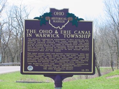The Ohio & Erie Canal in Warwick Township Marker. Click for full size. The Ohio & Erie Canal in Warwick Township Marker image. Click for full size.
