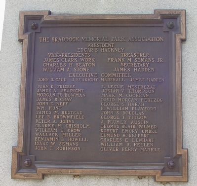 Braddock's Grave Memorial Tablet. Click for full size. Braddock's Grave Memorial Tablet image. Click for full size.