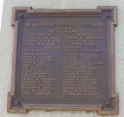 Braddock's Grave Memorial Tablet image. Click for full size.
