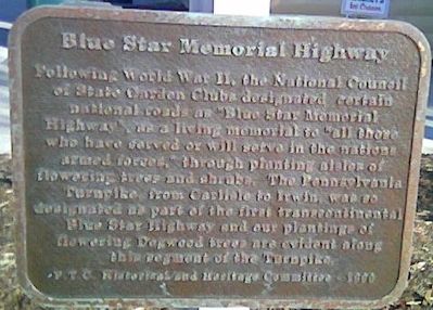 Blue Star Memorial Highway Marker Plaque image. Click for full size.