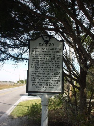 Joseph Blyth Allston House (Pawley House) Marker image. Click for full size.