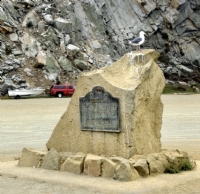 Morro Rock marker with incontinent gull