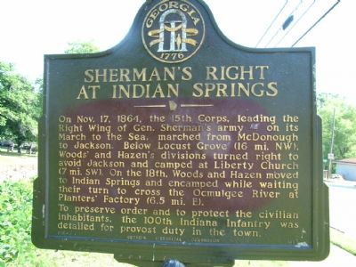 Sherman's Right At Indian Springs Marker image. Click for full size.