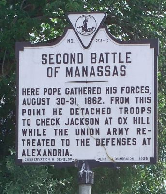 Second Battle of Manassas Marker. Click for full size. Second Battle of Manassas Marker image. Click for full size.