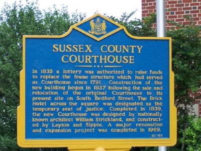 Sussex County Courthouse Marker image. Click for full size.