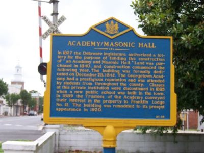 Academy / Masonic Hall Marker image. Click for full size.