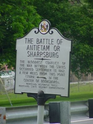 The Battle of Antietam or Sharpsburg Marker. Click for full size. The Battle of Antietam or Sharpsburg Marker image. Click for full size.