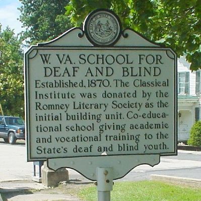 W. Va School for the Deaf and Blind Marker. Click for full size. W. Va School for the Deaf and Blind Marker image. Click for full size.