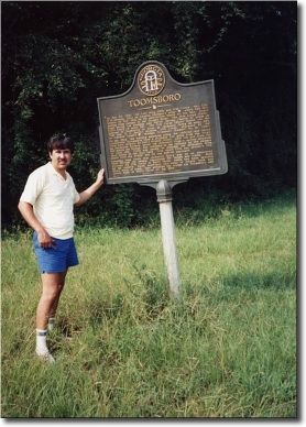 Joseph Beeman and the first marker he took a picture of image. Click for full size.