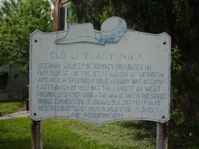 Old Literary Hall Marker. Click for full size. Old Literary Hall Marker image. Click for full size.
