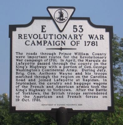 Revolutionary War Campaign of 1781 Marker image. Click for full size.