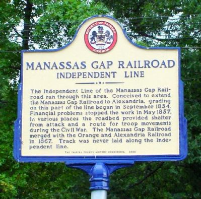 Manassas Gap Railroad Independent Line Marker image. Click for full size.