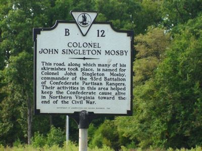 Colonel John Singleton Mosby Marker image. Click for full size.