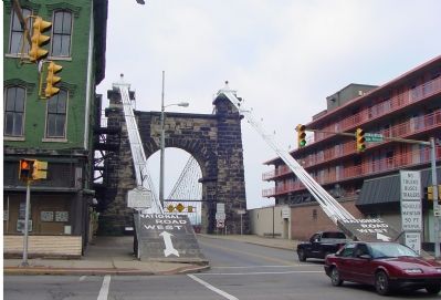 Wheeling Suspension Bridge and Marker image. Click for full size.